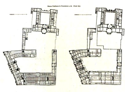 Mittelbau der Hauptfassade vom neuen Posthaus in Frankfurt, Tafel 35, Kick Jahrgang II, Grundriss