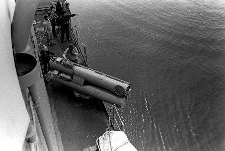 MK 32 torpedo launcher on USS Dewey (DDG-45) 1979 photo