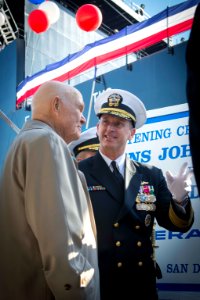 Mobile Landing Platform (MLP 2) John Glenn ceremony 140201-N-WL435-144