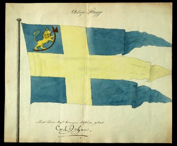 Modellritning örlogsflagga Norge, 1814 cirka. Helbild - Livrustkammaren - 31051