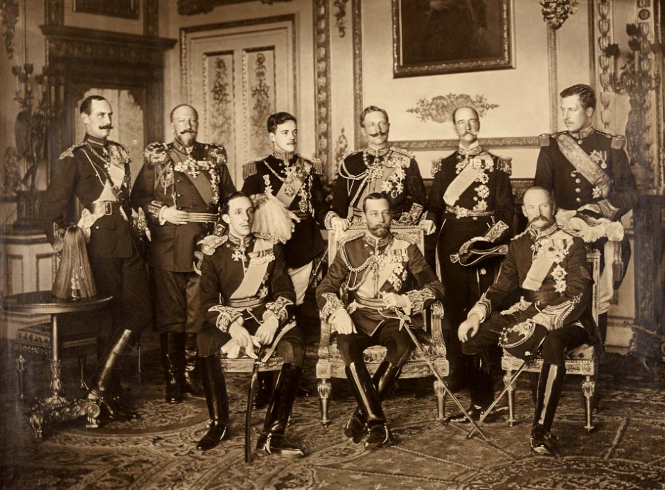 Nine sovereigns at Windsor for the funeral of King Edward VII, 1910
