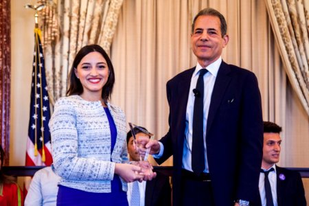 Nino Nanitashvili – Georgia with Under Secretary Stengel (26551375595)