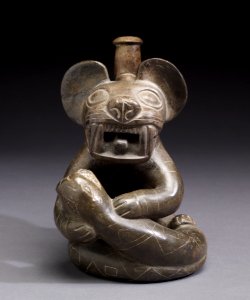 Moche - Feline Effigy Stirrup Vessel - Walters 482843