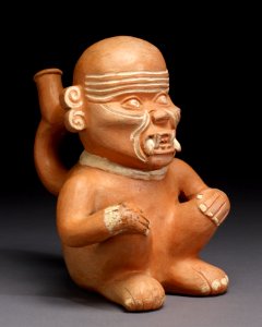 Moche - Seated Prisoner Stirrup Vessel - Walters 482840 - Three Quarter