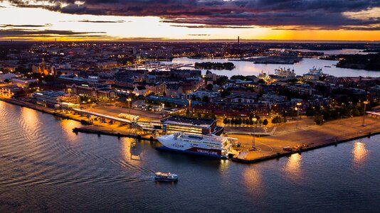 Evening city ship