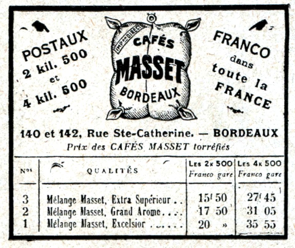 No 3905 Annonces 4, Cafés MASSET