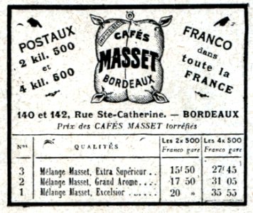 No 3905 Annonces 4, Cafés MASSET