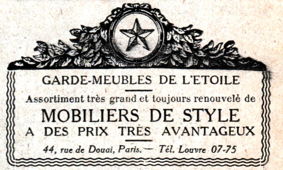 No 3905 Annonces 2, Garde-Meubles de l'etoile