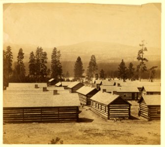 No. 2, log huts, winter quarters of the Br. N. Am. Boundary Commission on the banks of the Columbia two miles above the Hudson Bay Cos. post at Colville LCCN2005680442