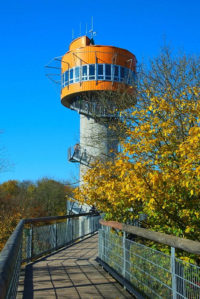 Observation tower autumn colours emerge
