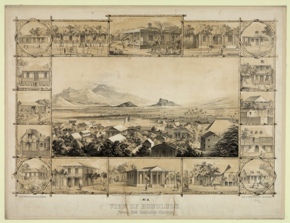 No. 5. View of Honolulu. From the Catholic church. (original print)