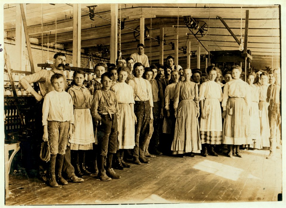 Noon hour at Vivian Cotton Mills, Cheryville, N.C. Shows the character of the 'hands' in a better class mill, -well ventilated and lighted. LOC cph.3a42528