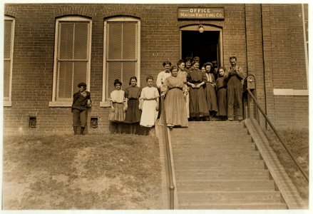 Noon hour in Macon Knitting Mill, Macon, Ga. Half a dozen other small boys did not get into photo. LOC nclc.01627