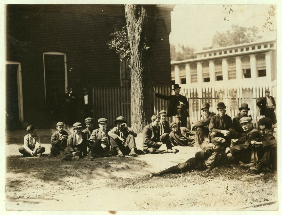 Noon hour, Holden-Leonard Co., Bennington, Vt. Some of the youngsters working there. Work was slack and the force small. LOC nclc.01836