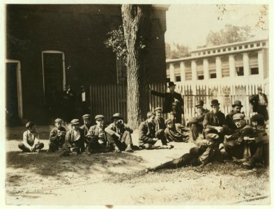 Noon hour, Holden-Leonard Co., Bennington, Vt. Some of the youngsters working there. Work was slack and the force small. LOC nclc.01836