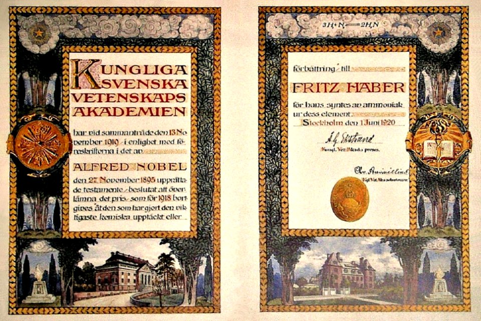 Nobel Prize Diploma Fritz Haber 1918