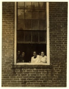 Noon hour, Holden-Leonard Co., Bennington, Vt. Some of the youngsters working there. Work was slack and the force small. LOC nclc.01839