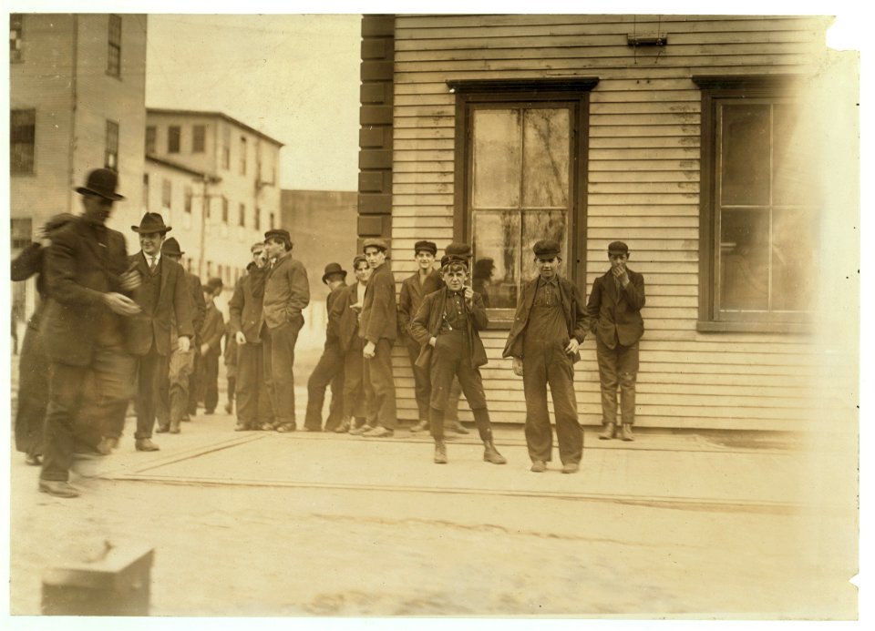 Noon hour. Goodall Worsted Co., Sanford, Me. More young boys and young girls. Couldn't get the latter to pose. LOC cph.3b37907