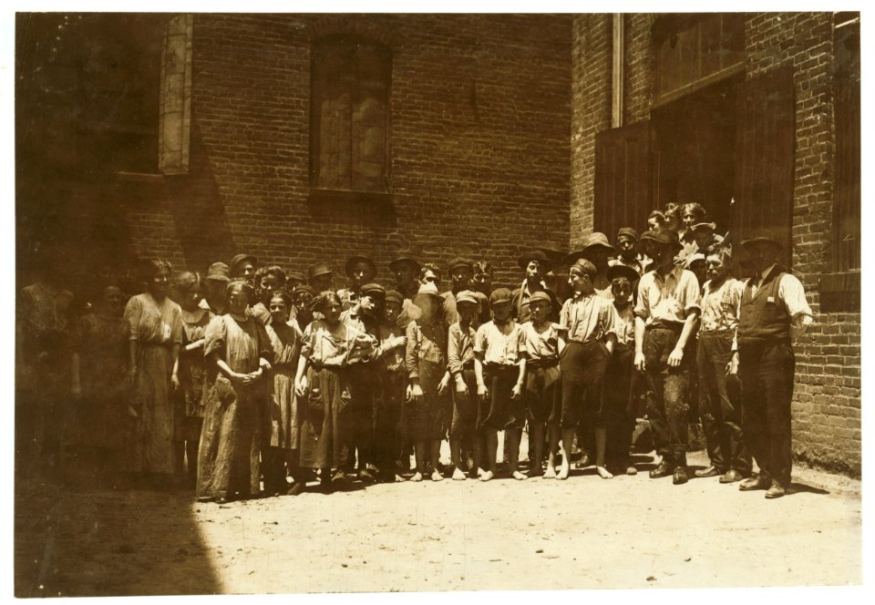 Noon-hour at Riverside Cotton Mills, Danville, Va. All are workers. The Supt., who posed them, said, 'Be sure not to get any little dinner-toters in the photo. We have none working under LOC nclc.02166