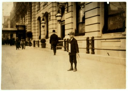 Noon. David Rosenthal, 1220 Sixth St, S.W., Washington, D.C., said he was 10 yrs. old, and sells until 6 P.M. Is out at 7 A.M. on Sundays. No badge. LOC cph.3c18567 photo