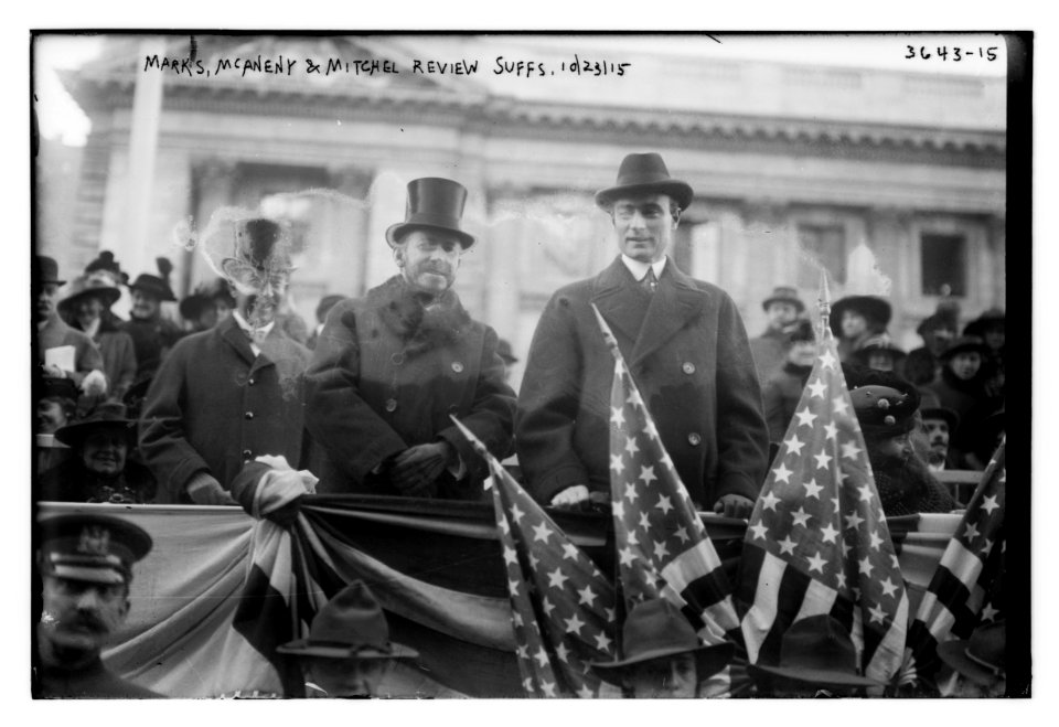 Marks, McAneny and Mitchel review Suffs (ie., Suffragettes), 10-23-15 LCCN2014700138