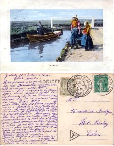 MARKEN — Ansichtkaart 1920 met correspondentie photo