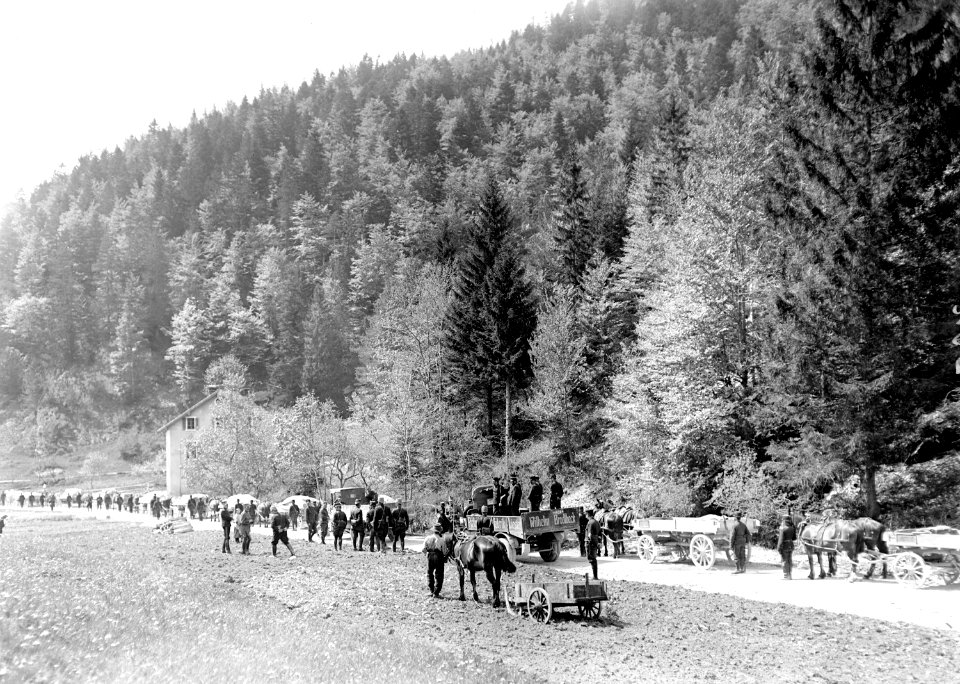 Marschhalt der Nachschubkolonne auf der Scheltenstrasse - CH-BAR - 3239618