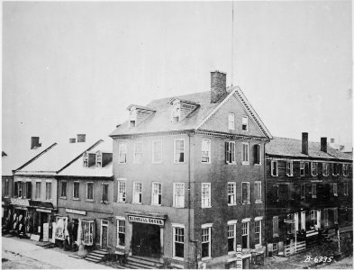 Marshall House, Alexandria, Va., where Col. Ellsworth was shot down for attempting to remove a Confederate flag from... - NARA - 530402