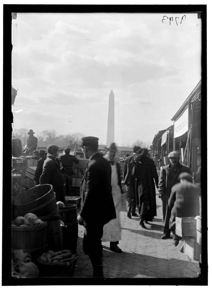 Market; Washington Monument in background LOC hec.09974
