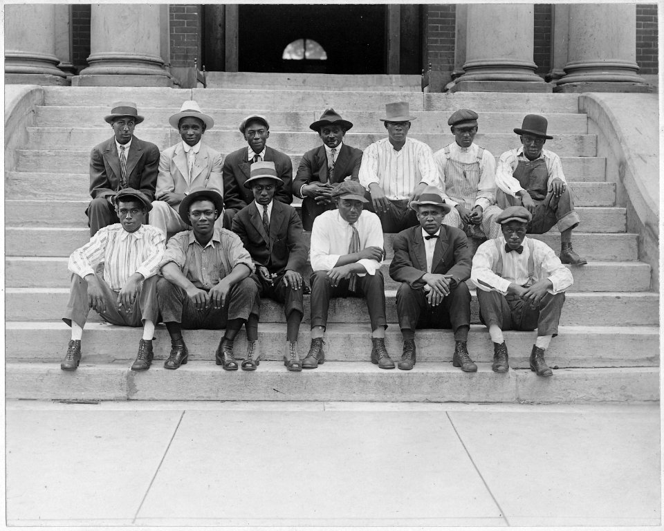 Marshall, Saline County, Missouri in the war. Twelve (African American) men who left for Camp Funs . . . - NARA - 533570