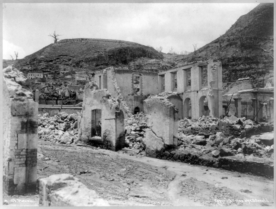 Martinique - St. Pierre - devastated buildings after the volcanic eruption of Mt. Pelee LCCN2007678273