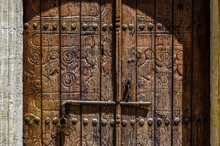 Door wood carved wooden photo
