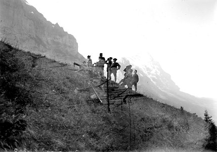 Maschinengewehr auf Dreifusslafette am Hang in Stellung - CH-BAR - 3240889
