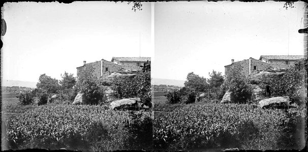 Masia amb un camp en primer terme photo