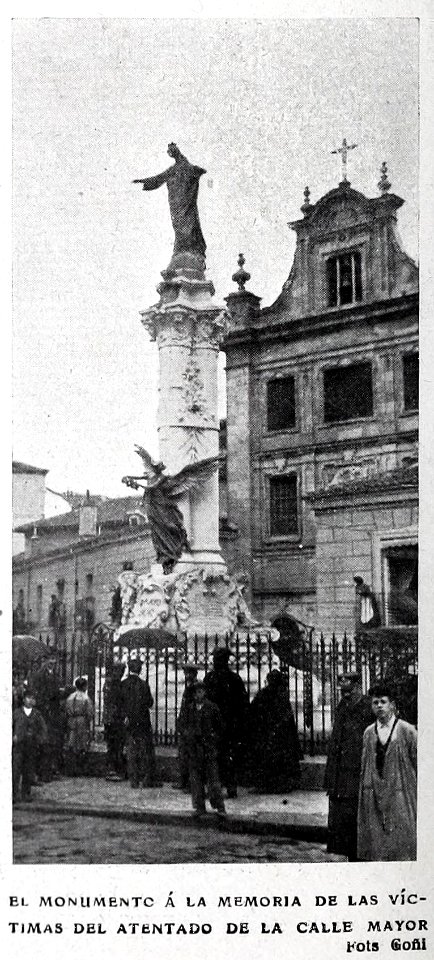 Monumento a las víctimas del atentado contra Alfonso XIII, de Goñi, Blanco y Negro, 07-11-1908