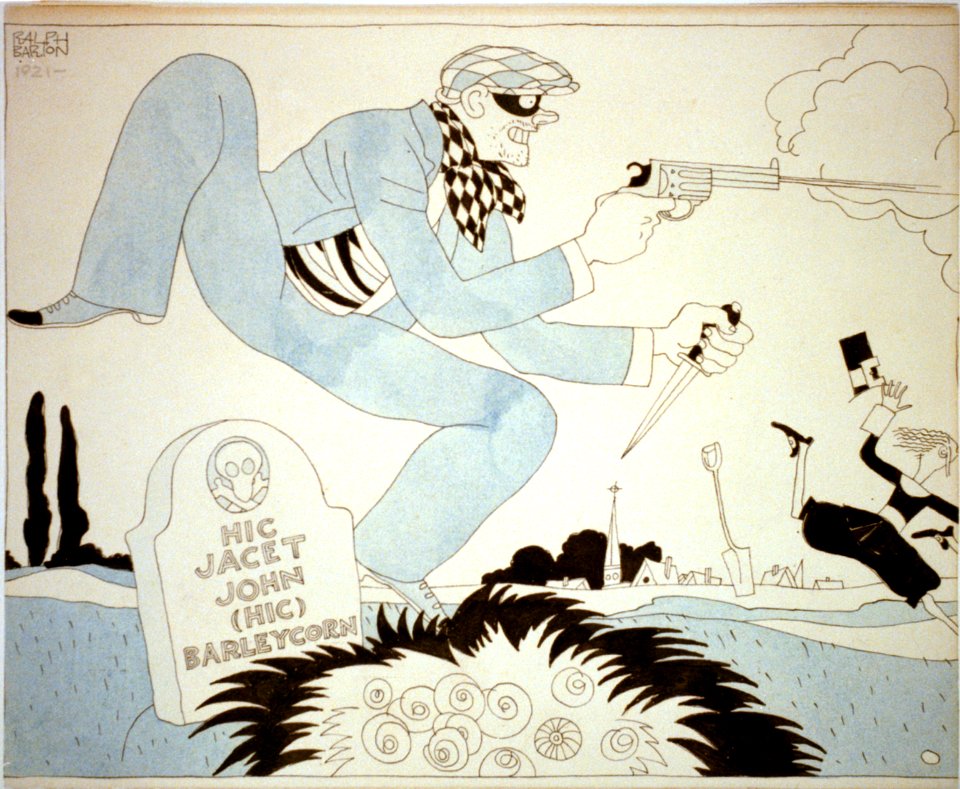 Masked criminal at the grave of John Barleycorn cph.3b52743