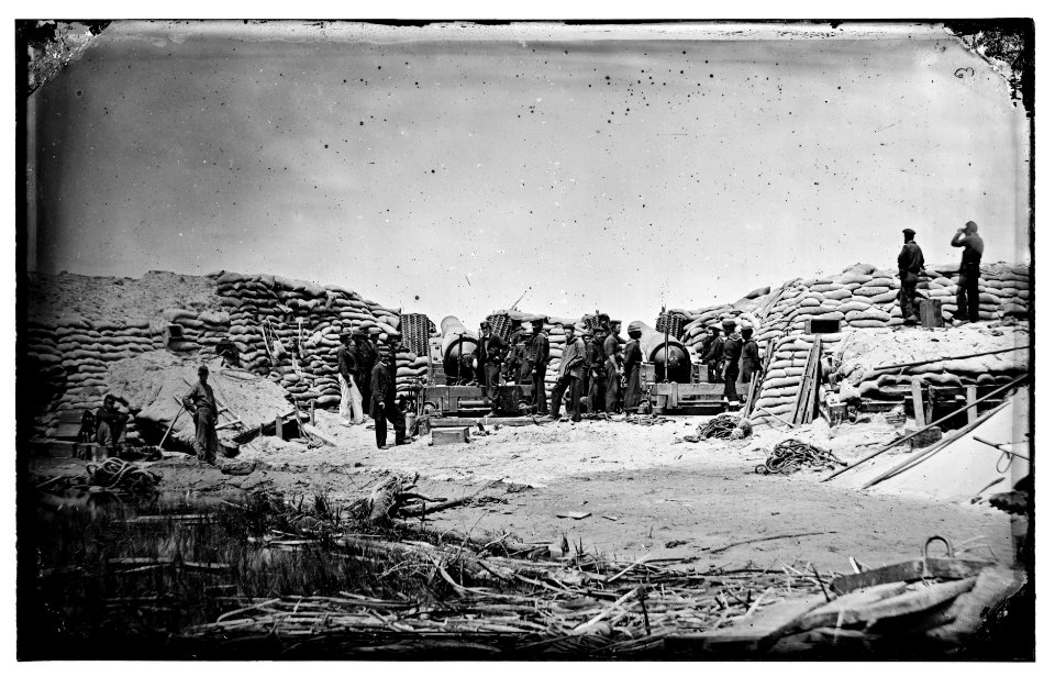 Morris Island, South Carolina. Naval Battery. Two 8-inch Parrot Rifles. Breaching Battery against Fort Sumter LOC cwpb.04721