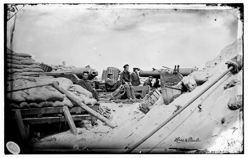 Morris Island, South Carolina. Naval Battery. Two 80-pounder Whitworths. Breaching battery against Fort Sumpter LOC cwpb.04719