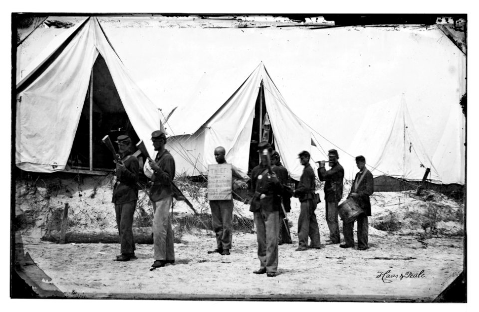 Morris Island, South Carolina. The 'rogue's march' drumming a thief out of camp LOC cwpb.04762