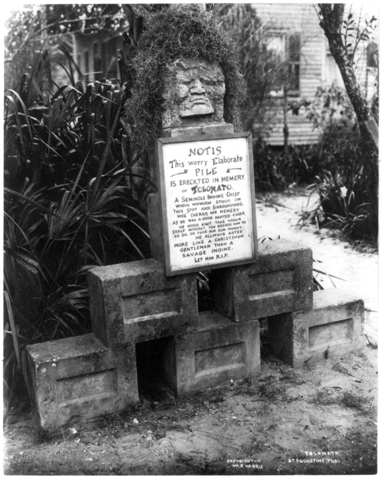 Monument erected in memory of Tolomato, a Seminole Indian chief, St. Augustine, Fla. LCCN2003671146