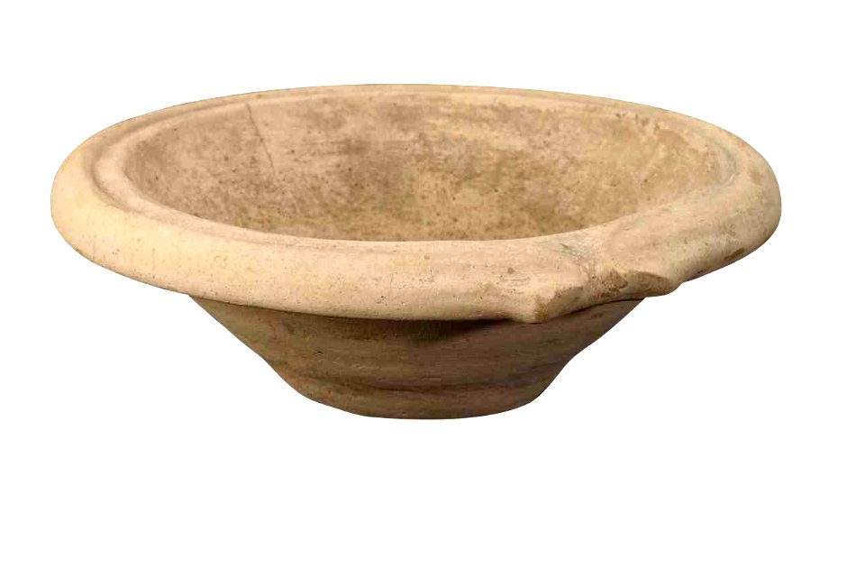 Mortarium in dikwandig aardewerk, 70 tot 250 NC, vindplaats- Waarschijnlijk Tongeren, collectie Gallo-Romeins Museum Tongeren, A 966