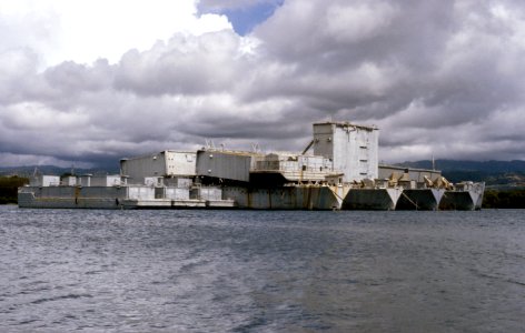 Mothballed US Navy service vessels at Pearl Harbor 1987 photo