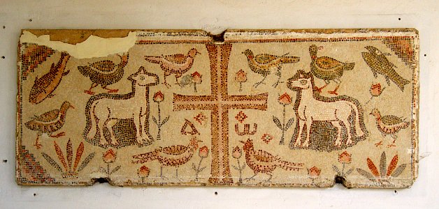 Mosaïque chrétienne au musée de Lamta, juillet 2013