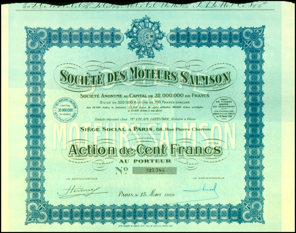 Moteurs Salmson 1929