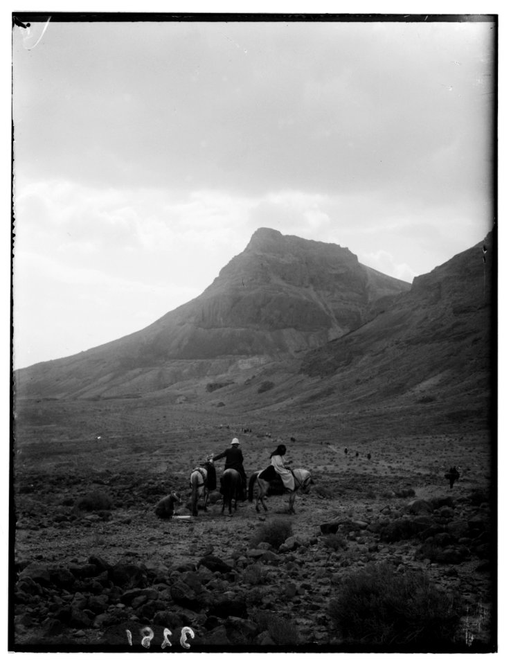 Motor boat trip around the Dead Sea. Masada. Land approach from the north showing Roman ramp LOC matpc.00206