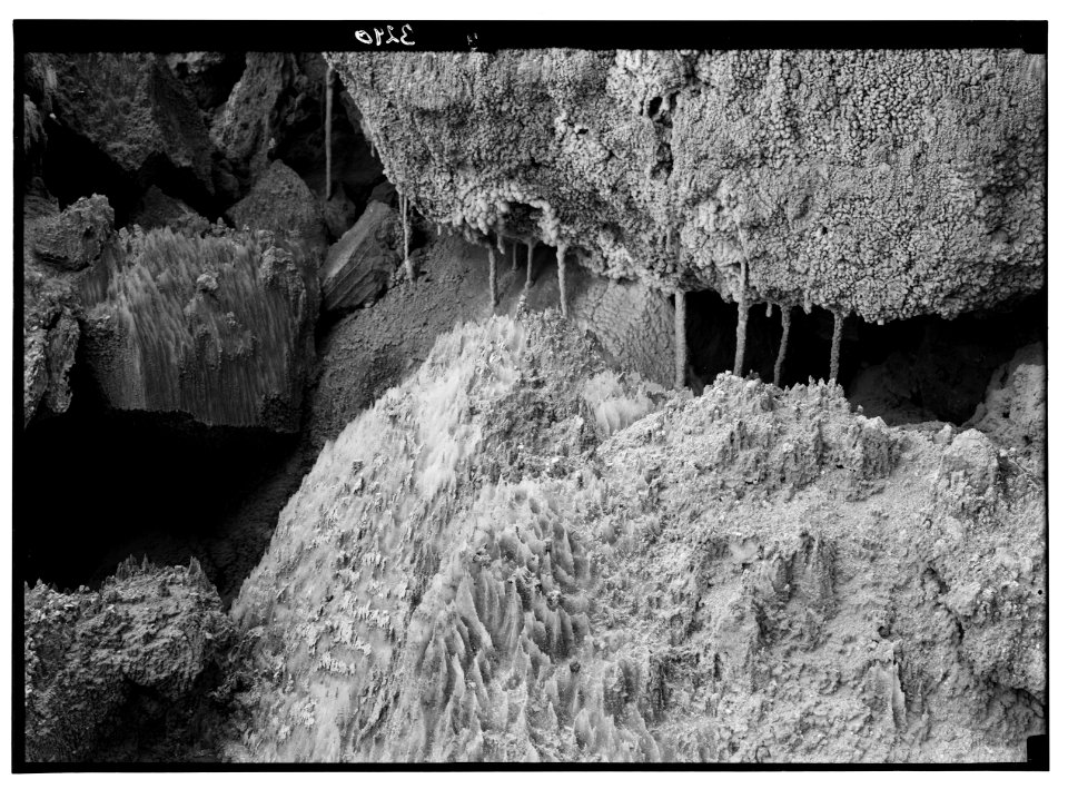 Motorboat trip around the Dead Sea. Jebel Usdum. Fantastic salt formations resembling rough coral LOC matpc.02720