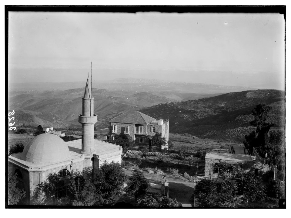 Mount Lebanon. Beirut. Aleih, Ras-el-Metn district. Aleih. The mosque. Showing motor road in far distance, threading its way to Beirut LOC matpc.02857