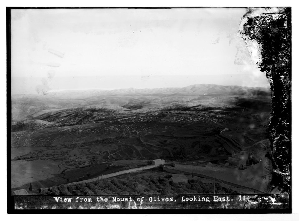 Mount of Olives (Jebel Et-Tur) etc. View from Olivet looking east, showing Jordan Valley, etc. LOC matpc.07521