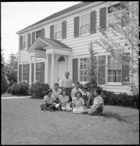 Mountain View, Caifornia. The Shibuya family on the lawn in front of their beautiful home before ev . . . - NARA - 536431