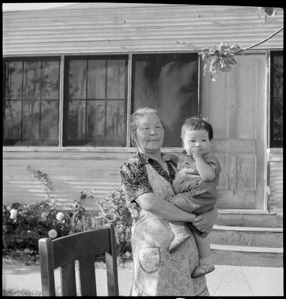 Mountain View, California. Grandmother and youngest of 13 grandchildren photographed during a pre-e . . . - NARA - 536424